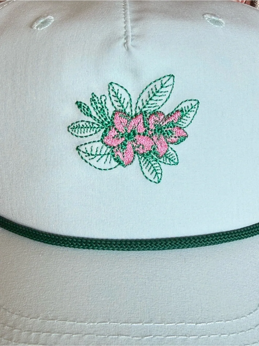 Masters Inspired Swannie Golf Light Mint Kids Hat with Pink Azalea 🌺 Embroidery